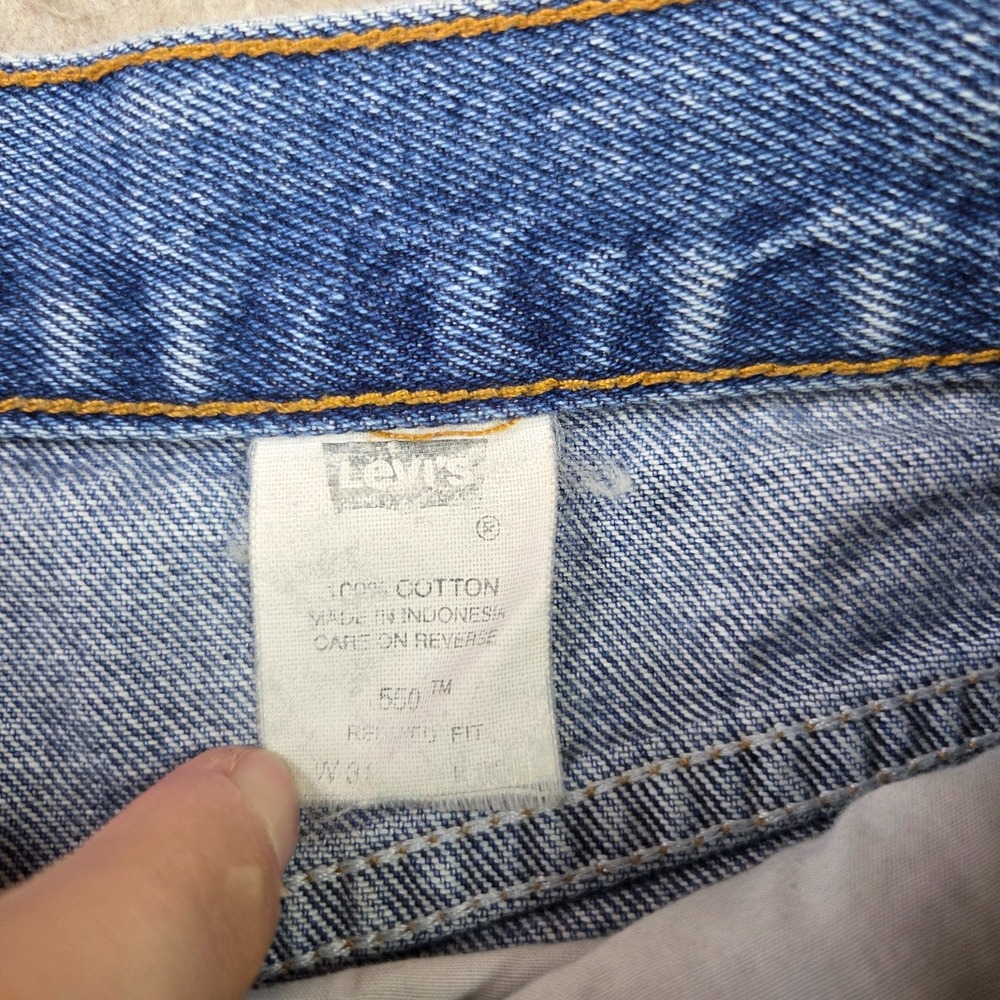 Vintage 90s Levis 550 Jeans Mens 31x30 Blue Relaxed Fit Paper Tag Grunge Baggy - Picture 3 of 11